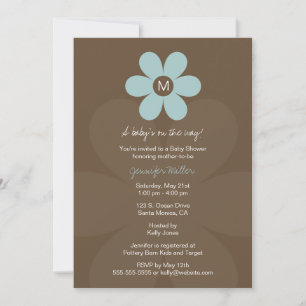 Modern Monogram Daisy Baby shower Invitation Kaart