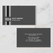 Modern Monogram Dark Gray Professional Visitekaartje (Voorkant / Achterkant)