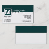 Modern Monogram - Donker Mos Groen en Wit Visitekaartje (Voorkant / Achterkant)