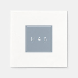 Modern Monogram Dusty Blue en White Cocktail Napki Servet