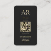 Modern Monogram Een Elegante Bloemen Zwart Visitekaartje (Achterkant)