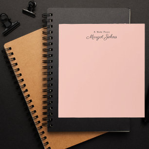 Modern Monogram Eenvoudig Blush Roze en Zwart Notitieblok
