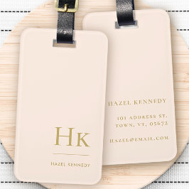 Modern Monogram Eenvoudig Elegant Blush Pink Gold Bagagelabel