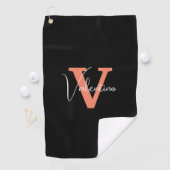 Modern monogram eenvoudige klassieker golfhanddoek (Insitu)