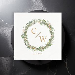 Modern Monogram Elegant Eucalyptus Napkins Servet