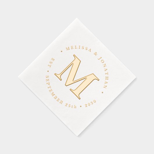 Modern Monogram Elegant Gepersonaliseerd Bruilofts Folie Servetten (Rechts)