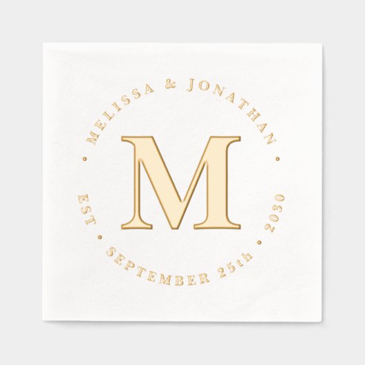Modern Monogram Elegant Gepersonaliseerd Bruilofts Folie Servetten (Voorkant)