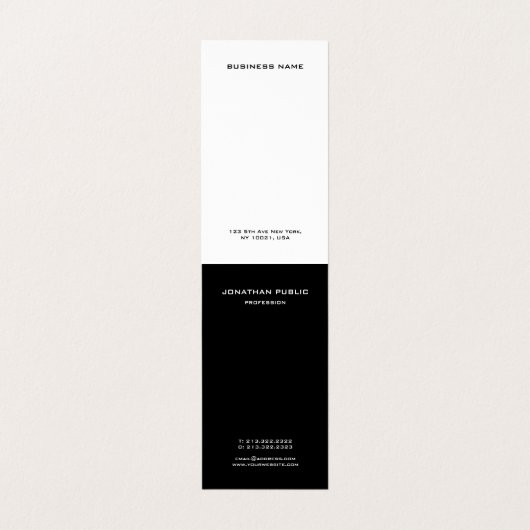 Modern Monogram Elegant Minimalistisch Zwart-Wit Visitekaartjes (Binnenkant ongevouwen)