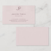 Modern Monogram Elegant Professioneel Roos Goud Visitekaartje (Voorkant / Achterkant)