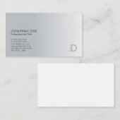 Modern Monogram Elegant Silver Sjabloon Trendy Visitekaartje (Voorkant / Achterkant)