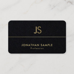Modern Monogram Elegant Zwart Goud Luxe Vlakte Visitekaartje