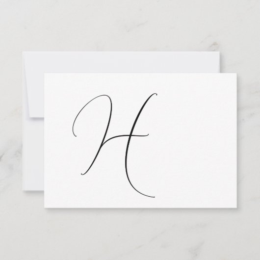 Modern Monogram Elegant Zwart-wit Bruiloft RSVP Kaartje (Voorkant)