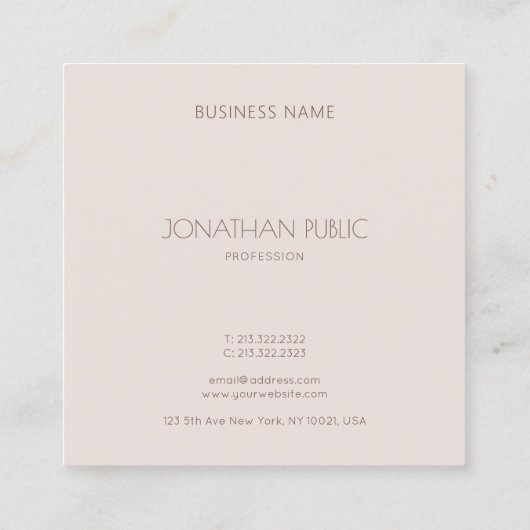 Modern Monogram Elegante Minimalistische Sjabloon Vierkante Visitekaartje (Achterkant)