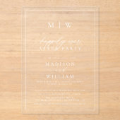 Modern Monogram Elopement Wedding Acryl Uitnodigingen (Voorkant)