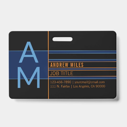 Modern monogram en bewerkbare vormen en kleuren badge (Voorzijde)