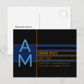 Modern monogram en bewerkbare vormen en kleuren briefkaart (Voorkant / Achterkant)