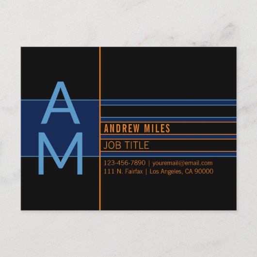 Modern monogram en bewerkbare vormen en kleuren briefkaart (Voorkant)