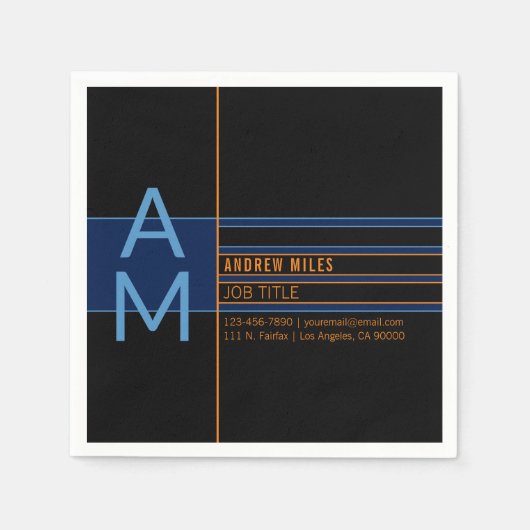 Modern monogram en bewerkbare vormen en kleuren servet (Voorkant)