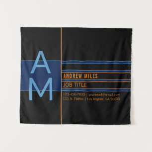 Modern monogram en bewerkbare vormen en kleuren wandkleed