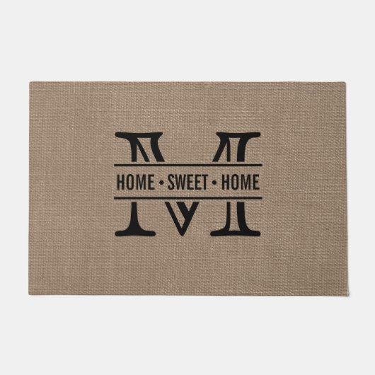 Modern monogram en bijtend Burlap-effect Deurmat (Voorkant)