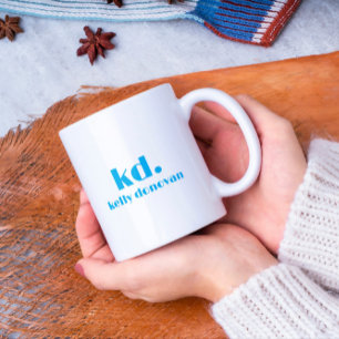 Modern Monogram en Naam Minimalistisch Ontwerp 9 Tweekleurige Koffiemok