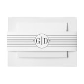 Modern monogram en strepen zwart, wit bruiloft uitnodigingen wikkel (Voorkant Voorbeeld)