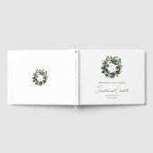Modern Monogram Eucalyptus Krans Trouwen | Wit Gastenboek (Volledig)