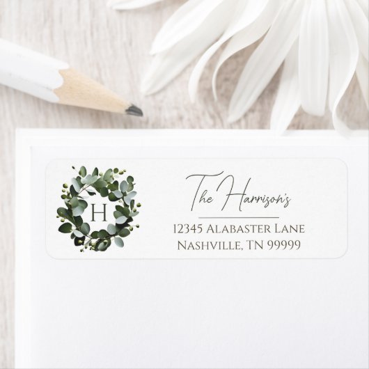 Modern monogram eucalyptuskrans | Wit Etiket (Insitu)