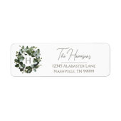 Modern monogram eucalyptuskrans | Wit Etiket (Voorkant)