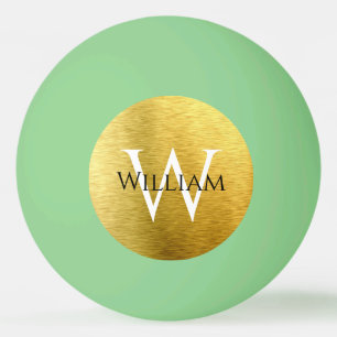 Modern Monogram Faux Gold Foil Initiaal Naam Zwart Pingpongballen