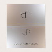 Modern Monogram Faux Gold Silver Elegant Sjabloon Visitekaartjes (Buitenkant ongevouwen)