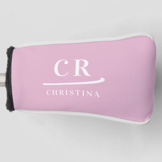 Modern Monogram Feminine Pink Putter Golfheadcover (Voorkant)