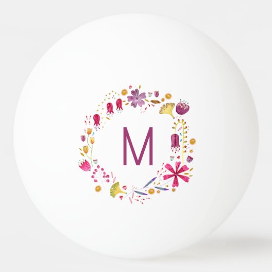Modern Monogram Floral Pingpongballen (Voorkant)