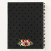 Modern Monogram Floral Rozen & Black Polka Dot Notitieboek (Achterkant)