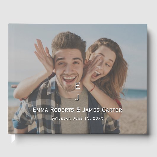 Modern Monogram Foto Gastboek Gastenboek (Voorkant)