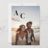 Modern, Monogram, Foto, QR-code Kaart (Voorkant)