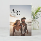 Modern, Monogram, Foto, QR-code Kaart (Staand voorkant)