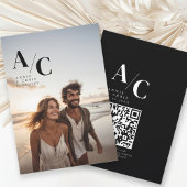 Modern, Monogram, Foto, QR-code Kaart