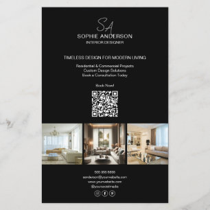 Modern Monogram Foto Zwart Professioneel Bedrijf Flyer