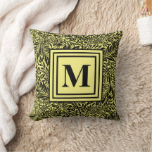 Modern monogram geel en zwart foliepatroon