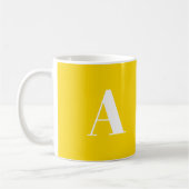 Modern monogram geel wit custom initiaal letter koffiemok (Links)