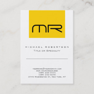 Modern Monogram Geel Witte Visitekaartje