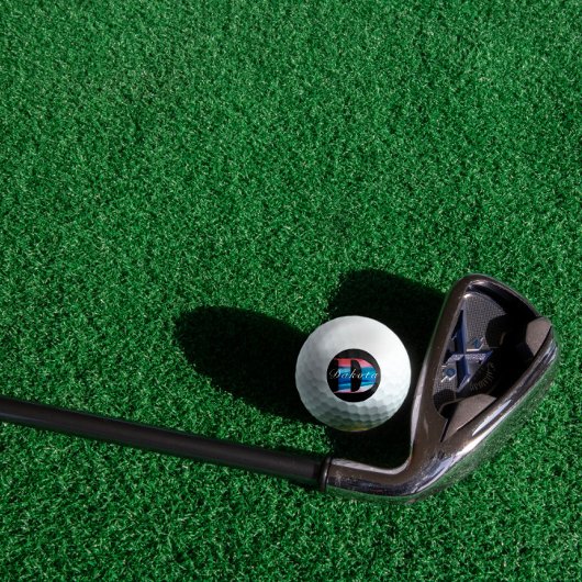 Modern monogram geometrisch initiaal D koraalblauw Golfballen