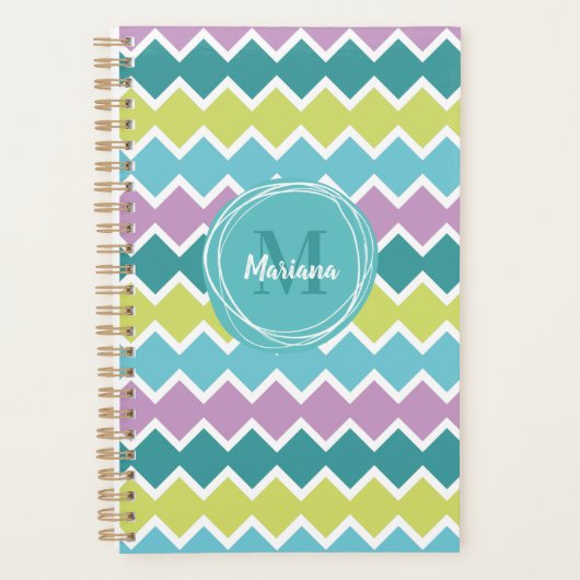 Modern monogram geometrisch patroon planner (Voorkant)
