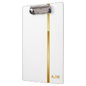 Modern Monogram Gepersonaliseerd Wit en Goud Klembord (Links)