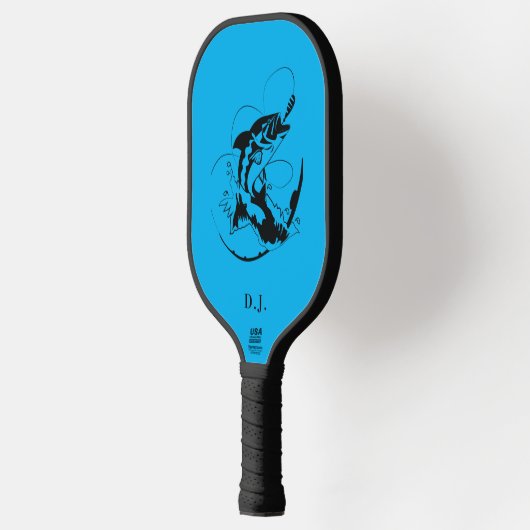 Modern Monogram Gepersonaliseerde Gevist Vis Pickleball Paddle (Links)