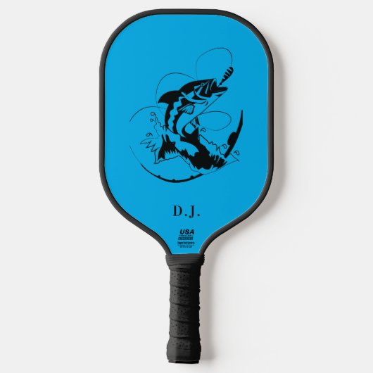 Modern Monogram Gepersonaliseerde Gevist Vis Pickleball Paddle