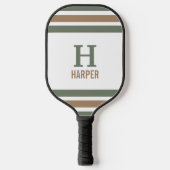 Modern monogram gestreept pickleball paddle (Voorkant)