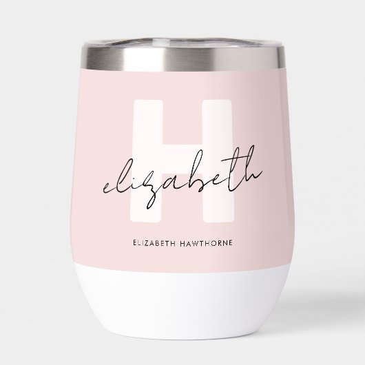 Modern Monogram Girly Script Blush Pink Bridesmaid (Achterkant)