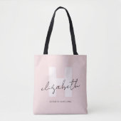 Modern Monogram Girly Script Blush Pink Initiaal Draagtas (Voorkant)